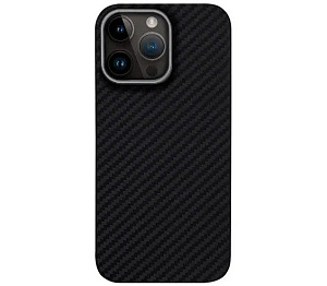 Чехол карбоновый LuxoLife для iPhone 15 Pro (Черный)