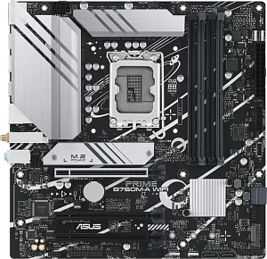 Материнская плата ASUS Prime B760M-A WiFi Socket-1700 4xDDR5, 4xSATA3, RAID, 2xM.2, 3xPCI-E16x, 2xUSB3.2, DP, 2xHDMI, WiFi, 2.5Glan, mATX (Черный)