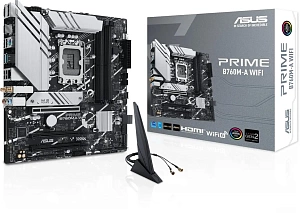 Материнская плата ASUS Prime B760M-A WiFi Socket-1700 4xDDR5, 4xSATA3, RAID, 2xM.2, 3xPCI-E16x, 2xUSB3.2, DP, 2xHDMI, WiFi, 2.5Glan, mATX (Черный)