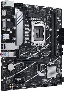 Материнская плата ASUS Prime B760M-K D4 Socket-1700 2xDDR4, 4xSATA3, RAID, 2xM.2, 1xPCI-E16x, 4xUSB3.2, D-Sub, HDMI, Glan, mATX (Черный)