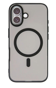 Чехол силиконовый прозрачный MagSafe MOSSILY для iPhone 17 (Чёрный)