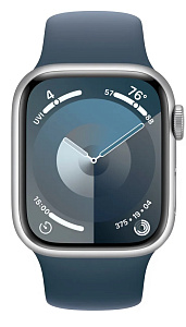 Умные часы Apple Watch Series 9 45мм (45mm, Серебристый, S/M, Sport Band)