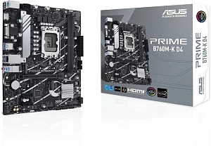 Материнская плата ASUS Prime B760M-K D4 Socket-1700 2xDDR4, 4xSATA3, RAID, 2xM.2, 1xPCI-E16x, 4xUSB3.2, D-Sub, HDMI, Glan, mATX (Черный)