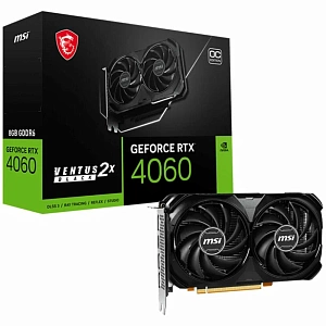 Видеокарта MSI GeForce RTX 4060 8192Mb, Ventus 2X Black 8G OC 1xHDMI, 3xDP, Ret (Чёрный)